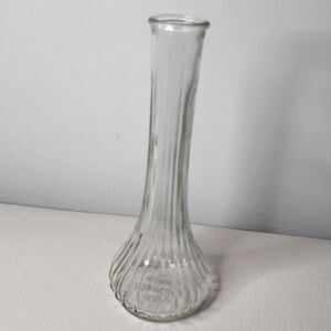 Vintage Hooster Glass Clear Glass Bud Vase Ribbed Pattern  9" Tall